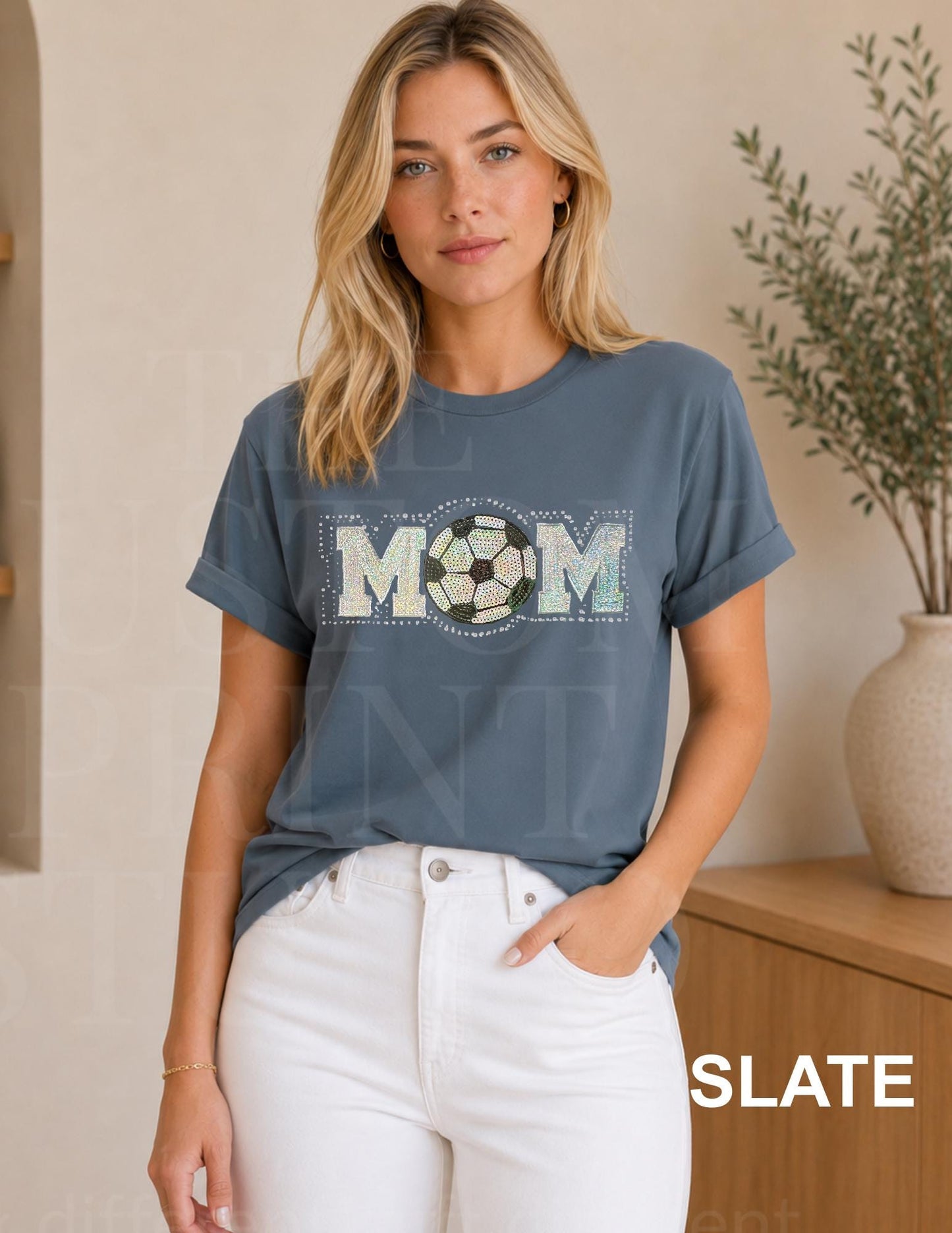 Soccer Mom Sequin Shirt | Sparkly Soccer Mom Shirt | Embroidered Soccer Ball with Rhinestones | Game Day Sports Mom Gift