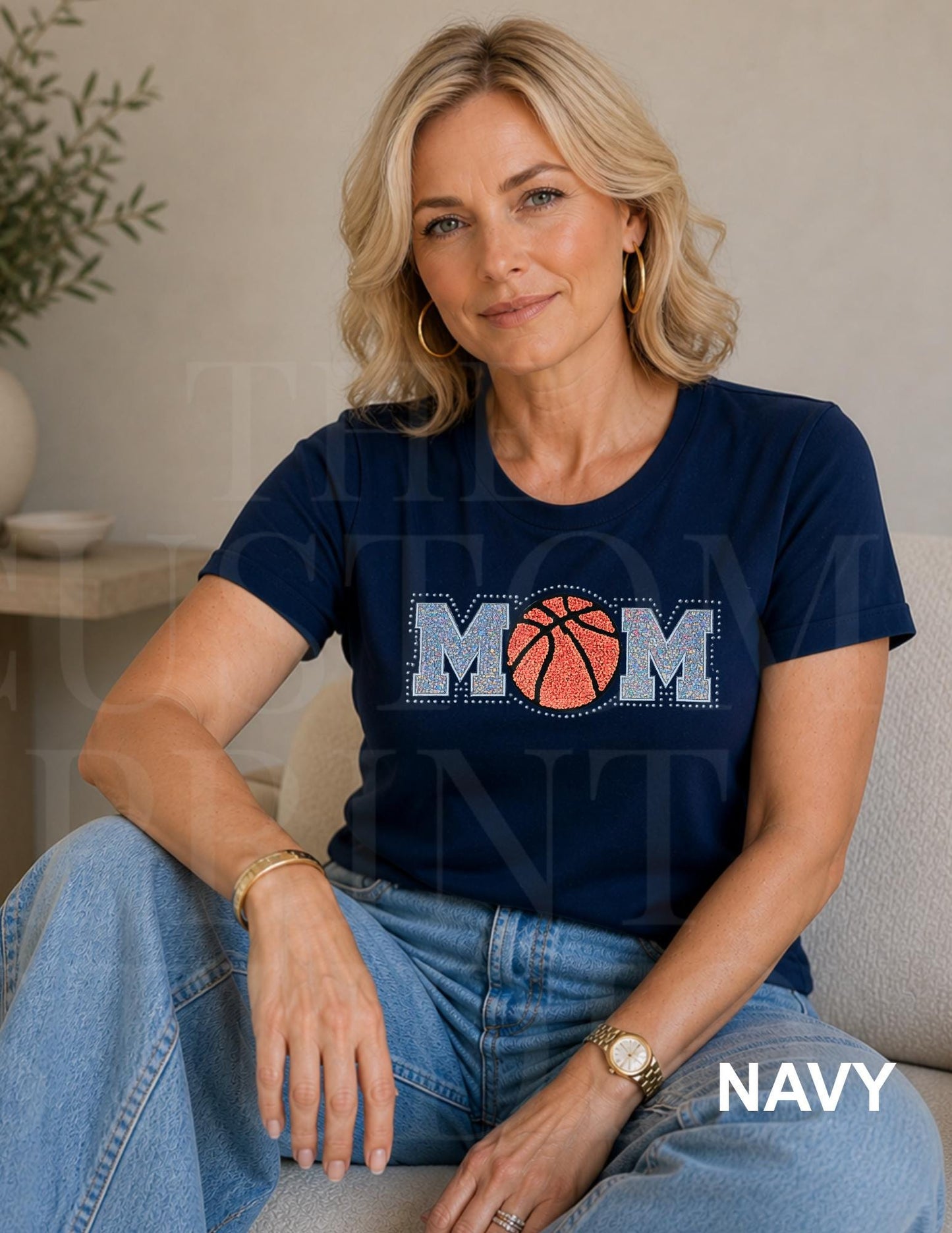Basketball Mom Sequin Patch Shirt: Bling Game Day Tee with Rhinestone Mama Sports Design Gift for Her