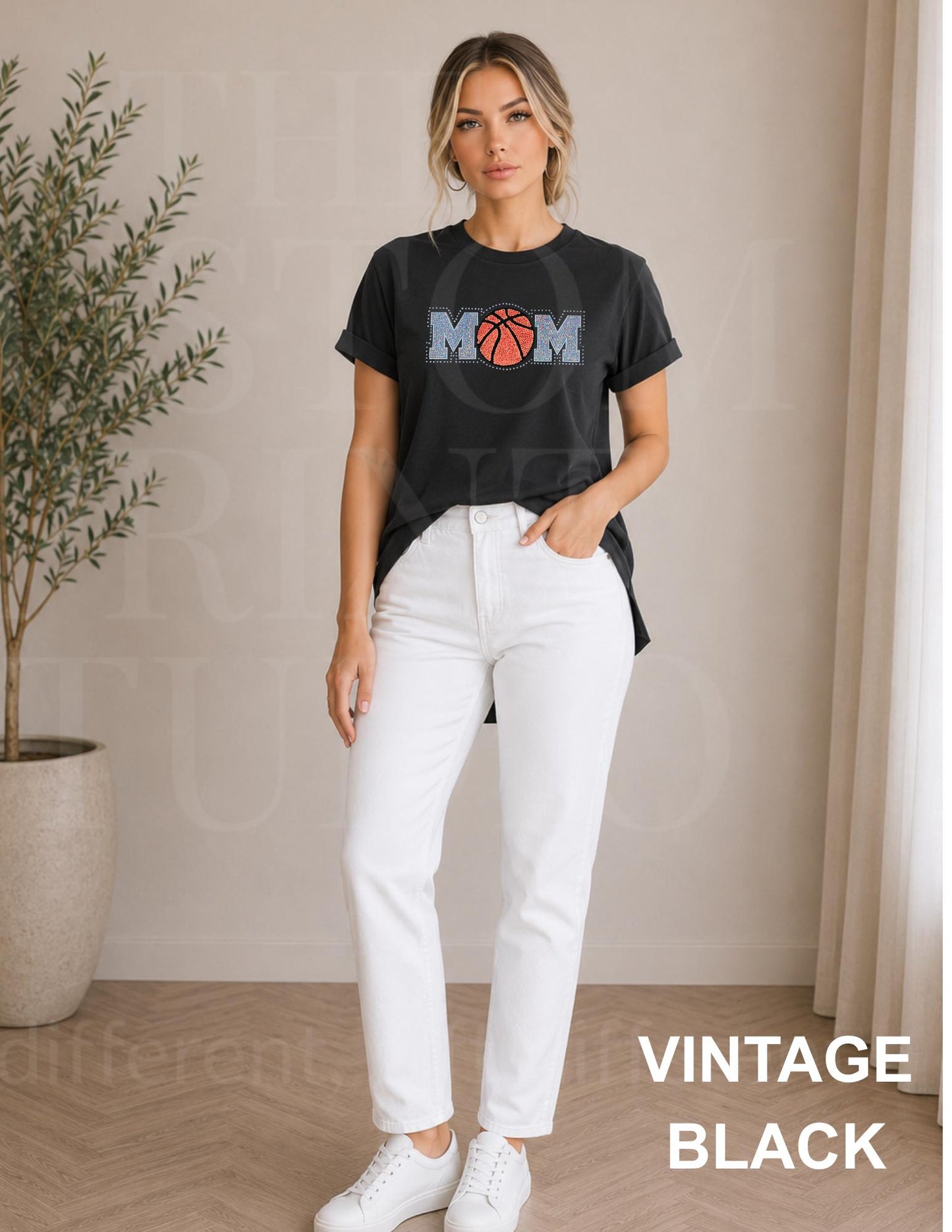 Basketball Mom Sequin Patch Shirt: Bling Game Day Tee with Rhinestone Mama Sports Design Gift for Her