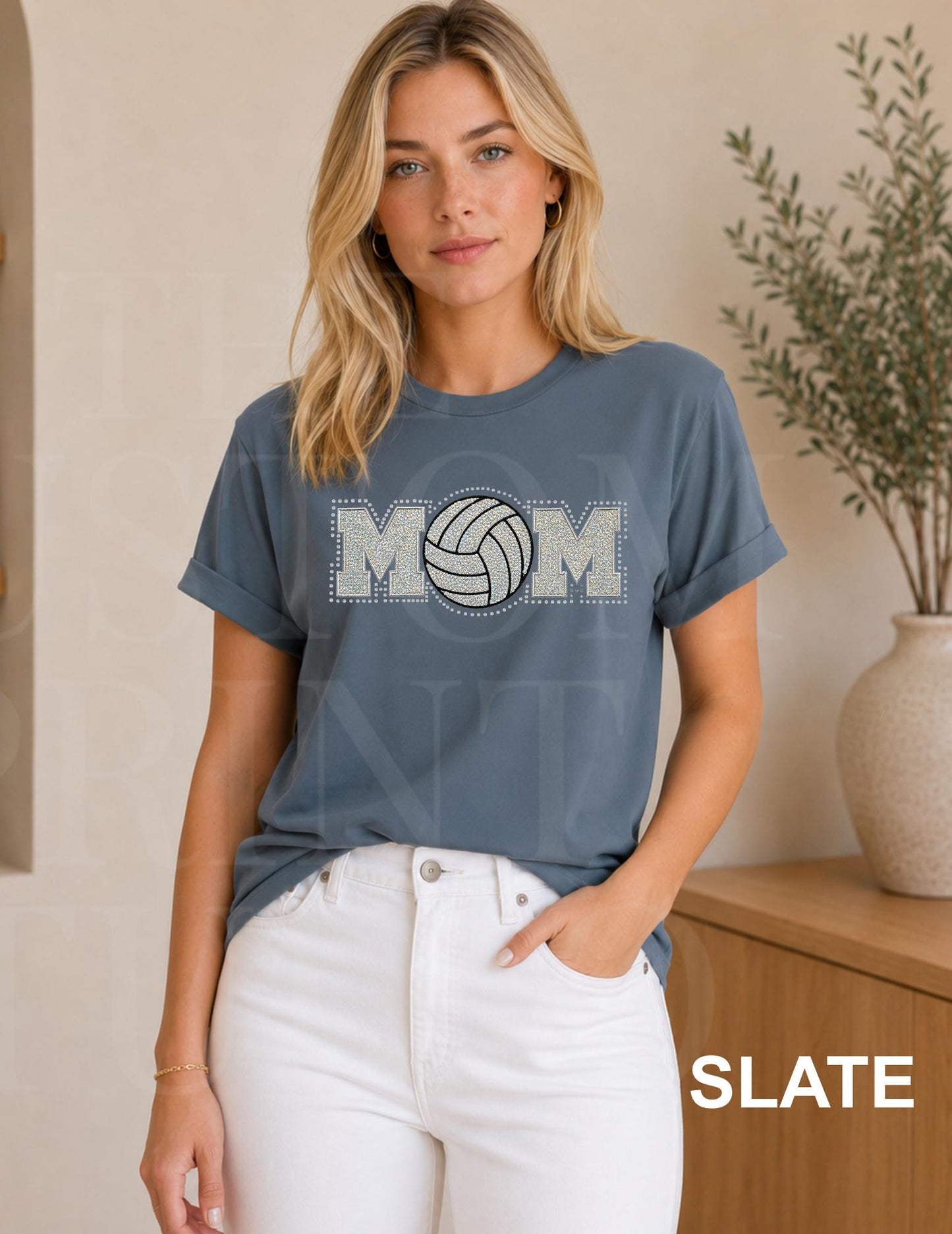 Volleyball Mom Shirt | Sequin Embroidered Rhinestone Volleyball Tee | Sparkly Game Day Shirt | Sports Mama Gift | Team Spirit