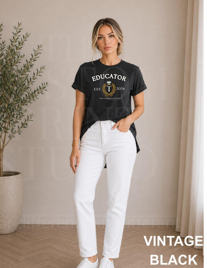 Educator Shirt |Preppy Teacher Shirt |Old Money Teacher Tee |Collegiate Teacher Graphic Aesthetics |Personalized Back to School Teacher Gift