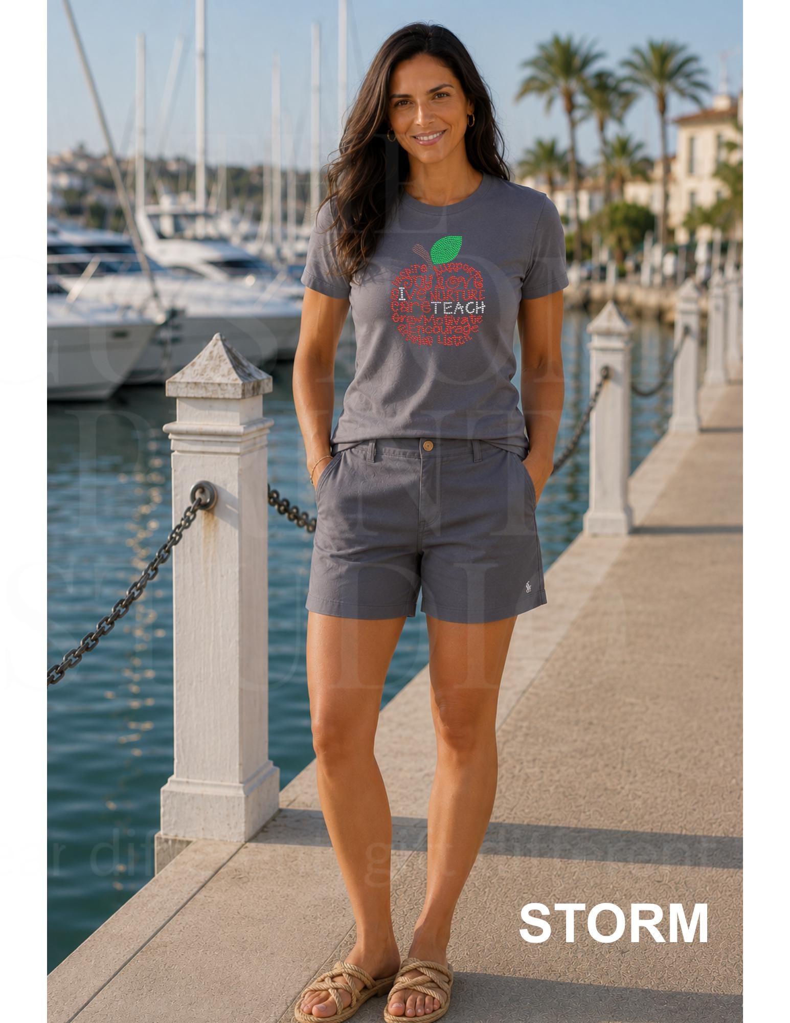 Rhinestone Teacher Shirt | Back to School Teacher Tee | Sparkly Apple Shirt | Kindergarten Elementary Teacher Gift