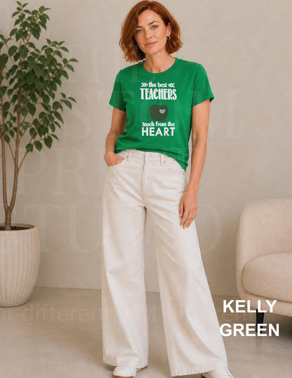 Teacher Shirt | Back to School Rhinestone Rhinestuds Teacher Shirt | Teach From the Heart Sparkly Apple Tee | Teacher Appreciation Gift