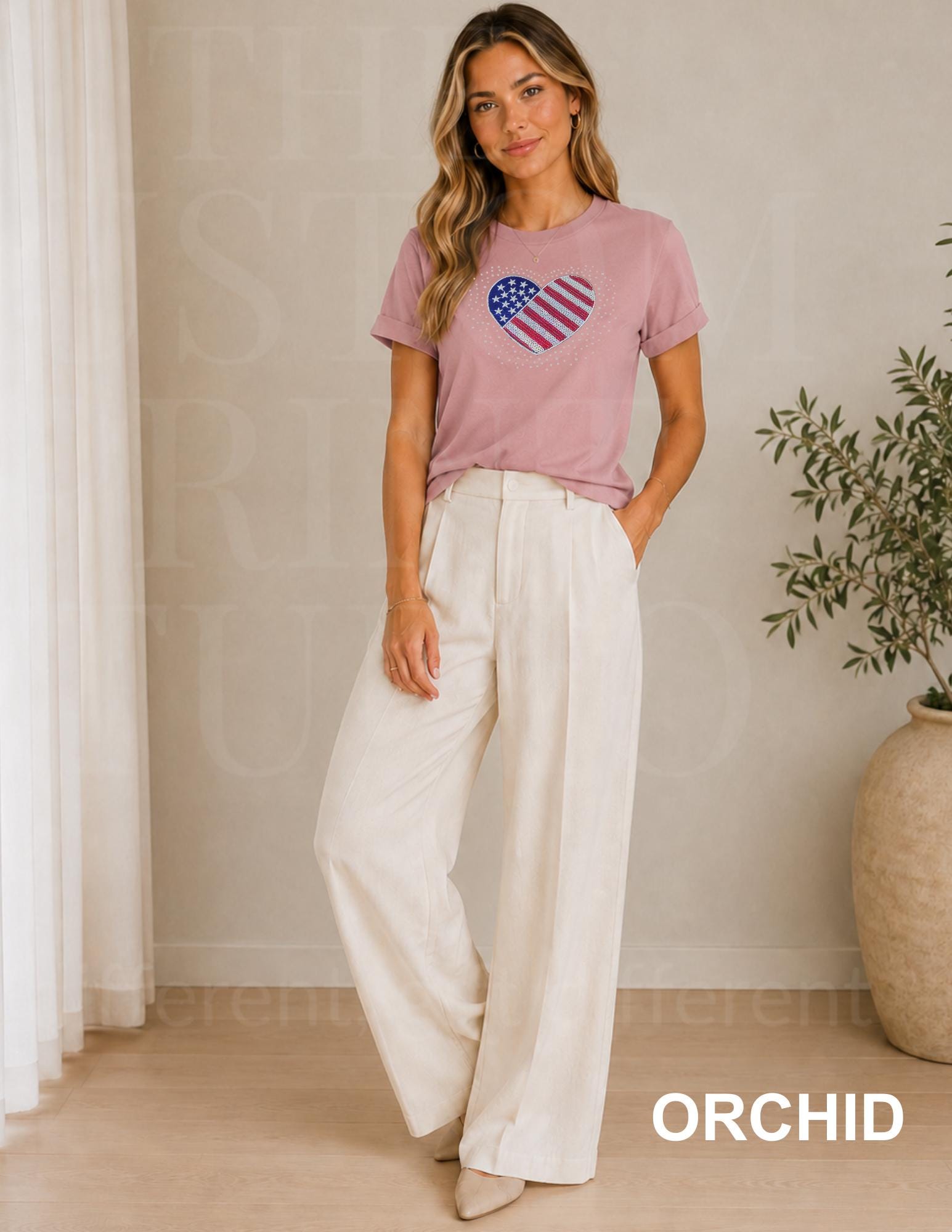 Sequin American Flag Heart Shirt | Patriotic Embroidered USA Shirt with Rhinestones | 4th of July Sparkle Tee | Women's Americana Gift