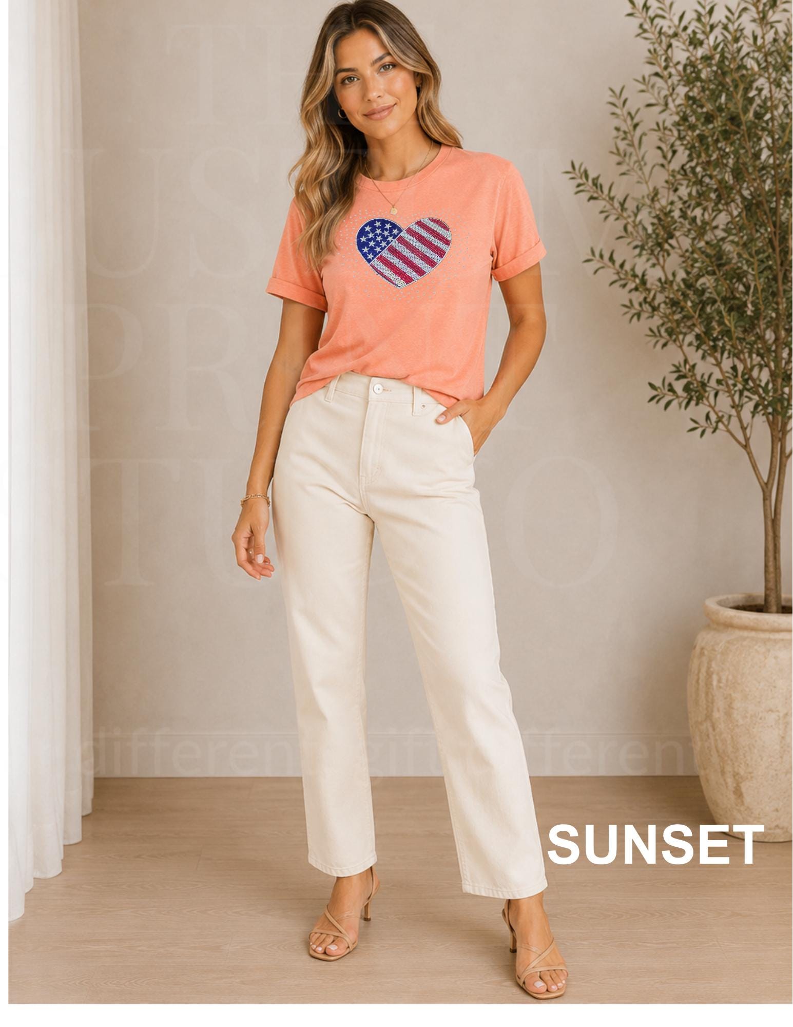 Sequin American Flag Heart Shirt | Patriotic Embroidered USA Shirt with Rhinestones | 4th of July Sparkle Tee | Women's Americana Gift