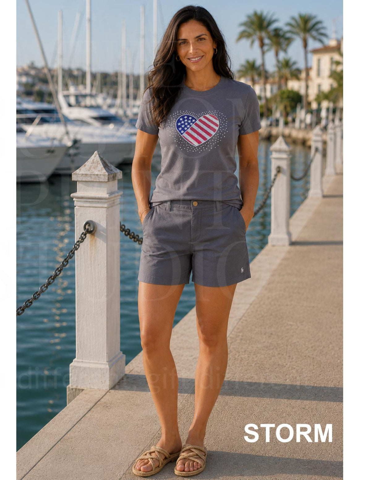 Sequin American Flag Heart Shirt | Patriotic Embroidered USA Shirt with Rhinestones | 4th of July Sparkle Tee | Women's Americana Gift