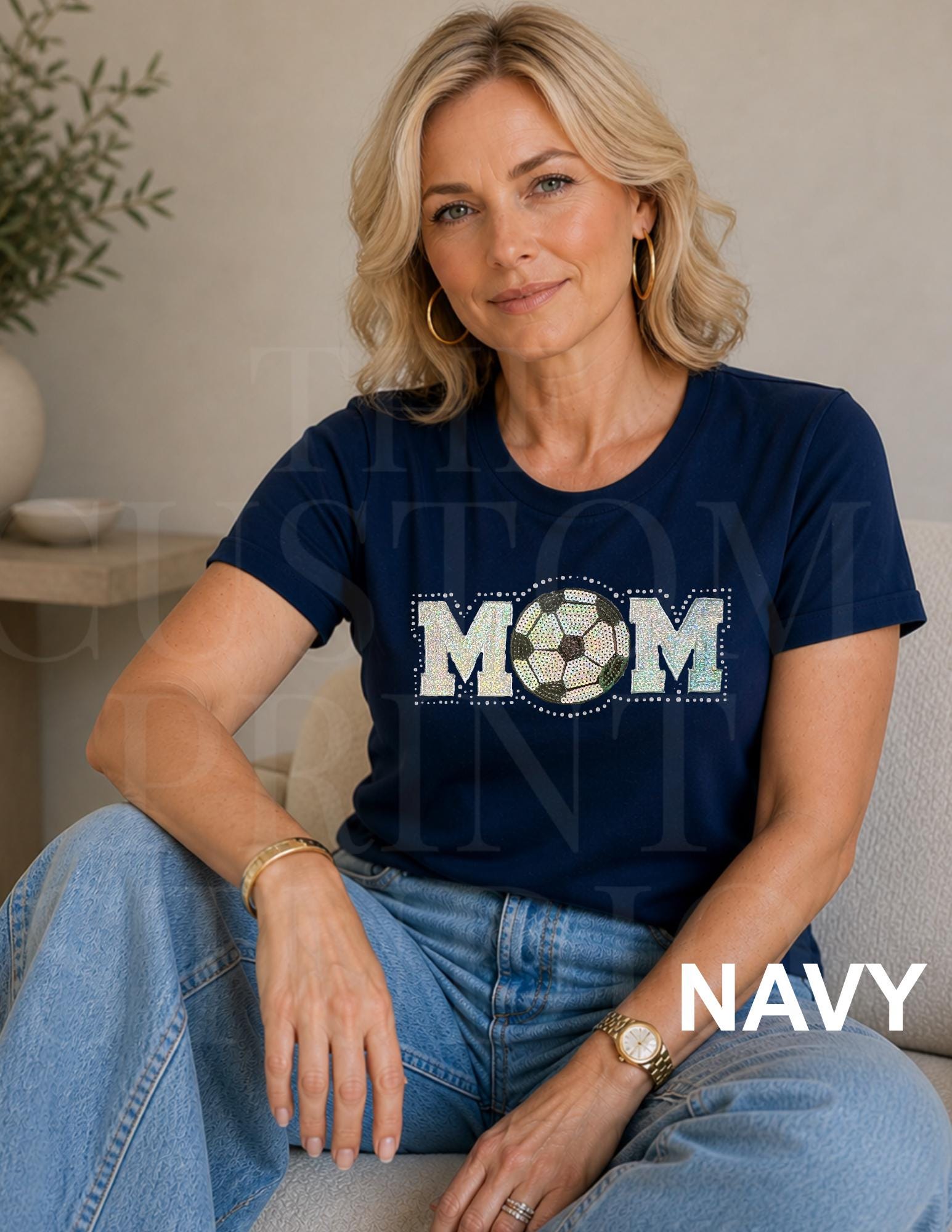 Soccer Mom Sequin Shirt | Sparkly Soccer Mom Shirt | Embroidered Soccer Ball with Rhinestones | Game Day Sports Mom Gift