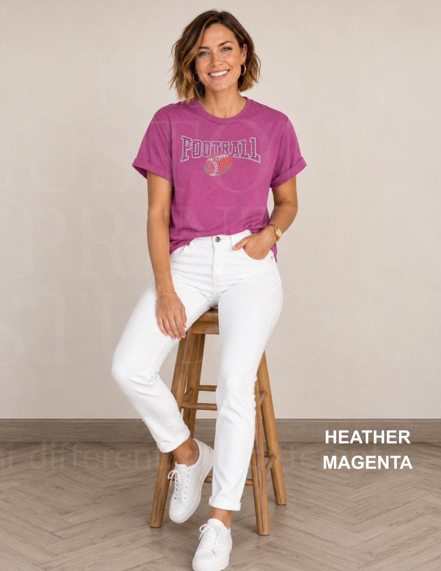 Football Rhinestone Shirt | Sparkly Football Mom Game Day Tee | Bling Tailgate Shirt | Friday Night Lights Team Spirit Women's Shirt