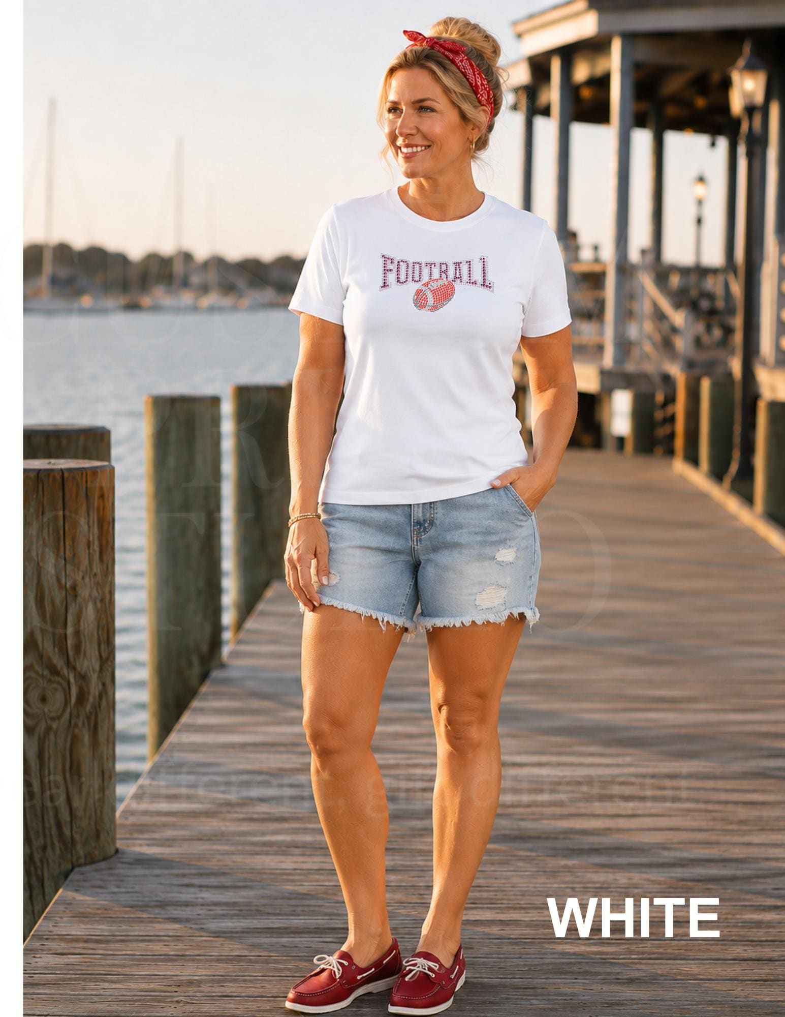 Football Rhinestone Shirt | Sparkly Football Mom Game Day Tee | Bling Tailgate Shirt | Friday Night Lights Team Spirit Women's Shirt