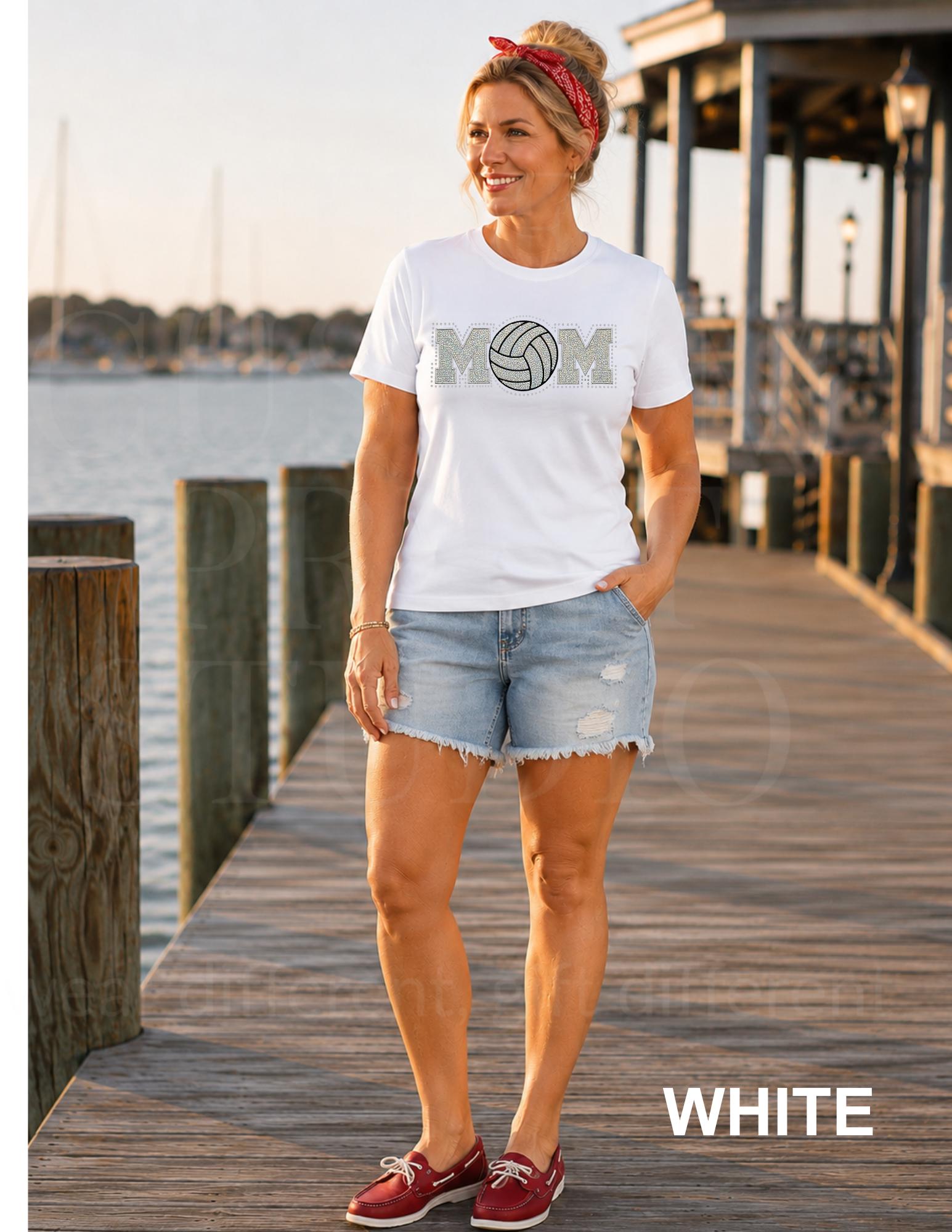 Volleyball Mom Shirt | Sequin Embroidered Rhinestone Volleyball Tee | Sparkly Game Day Shirt | Sports Mama Gift | Team Spirit
