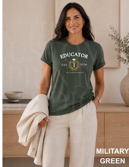 Educator Shirt |Preppy Teacher Shirt |Old Money Teacher Tee |Collegiate Teacher Graphic Aesthetics |Personalized Back to School Teacher Gift