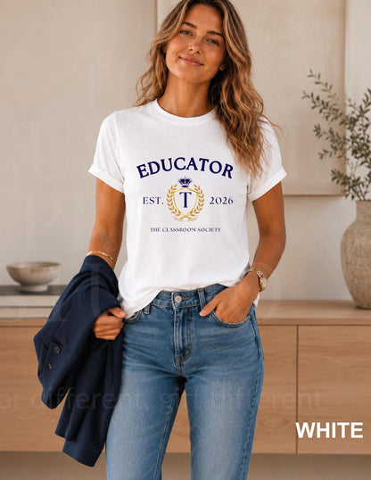 Educator Shirt |Preppy Teacher Shirt |Old Money Teacher Tee |Collegiate Teacher Graphic Aesthetics |Personalized Back to School Teacher Gift