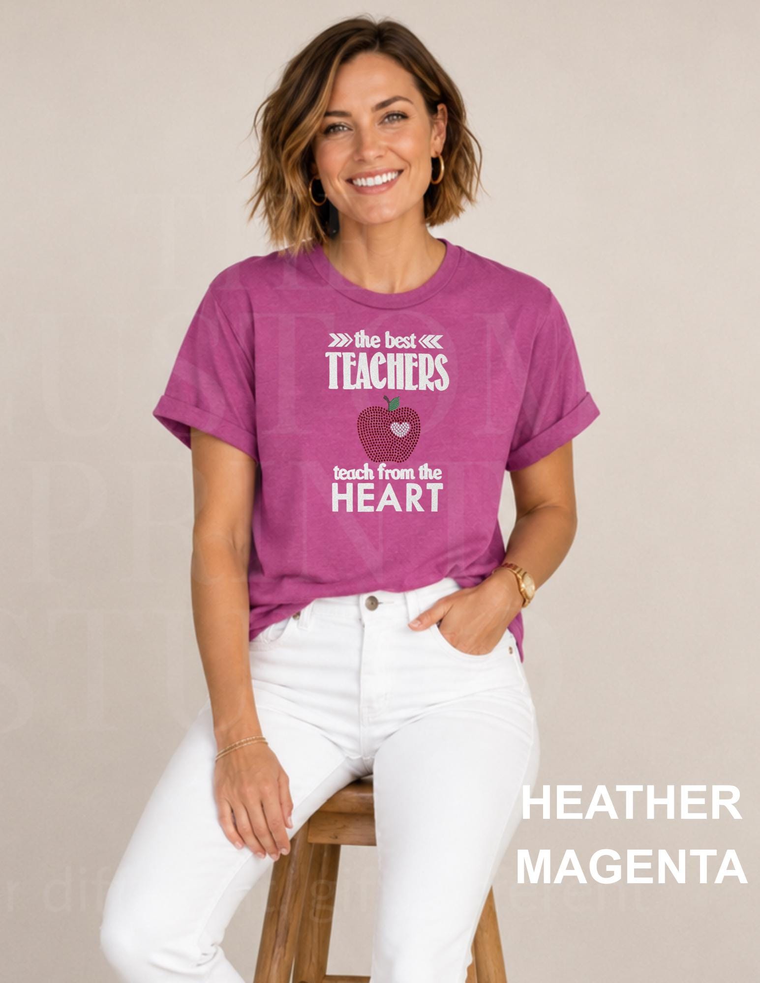 Rhinestone Teacher Shirt Sparkly Apple Teach Tee, Back to School Teacher Gift, Preschool Kindergarten Elementary Teacher Tee Red Teacher Tee