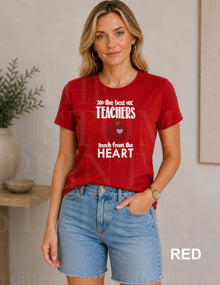 Rhinestone Teacher Shirt Sparkly Apple Teach Tee, Back to School Teacher Gift, Preschool Kindergarten Elementary Teacher Tee Red Teacher Tee