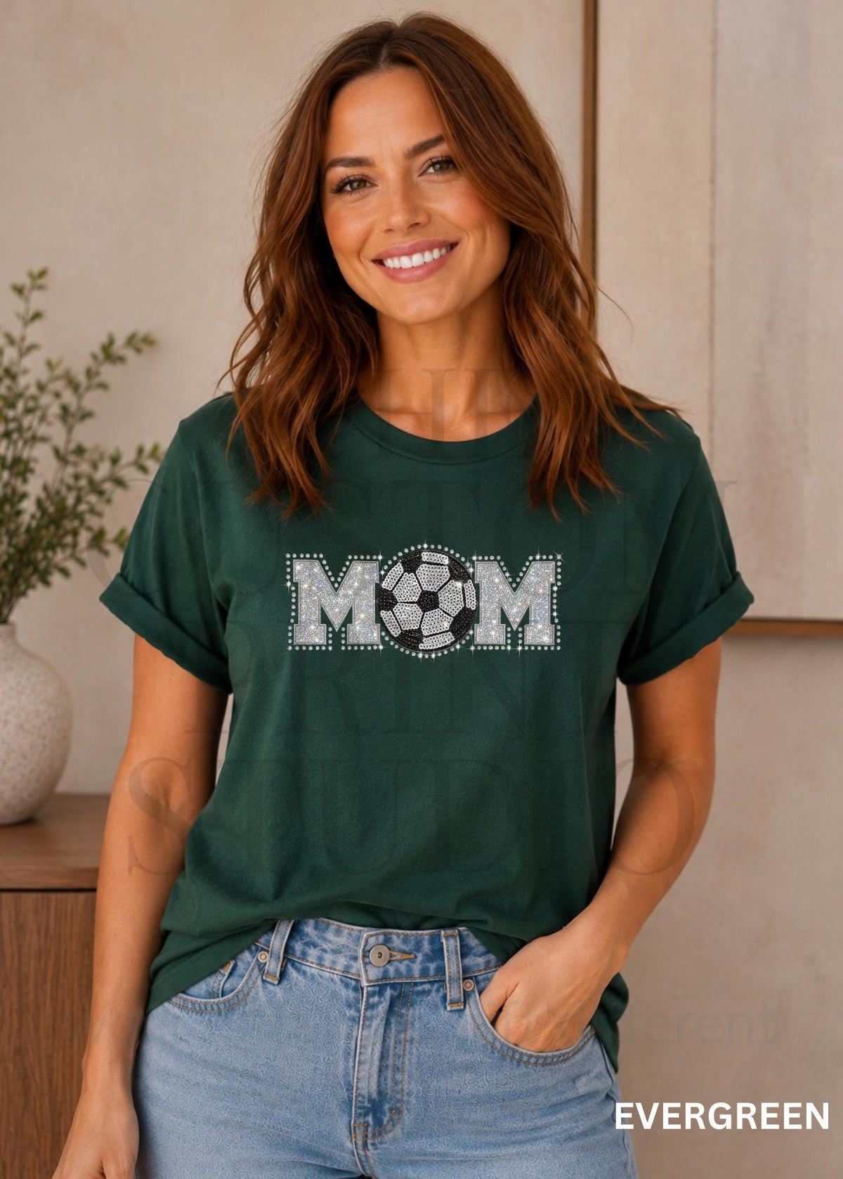 Soccer Mom Sequin Shirt | Sparkly Soccer Mom Shirt | Embroidered Soccer Ball with Rhinestones | Game Day Sports Mom Gift