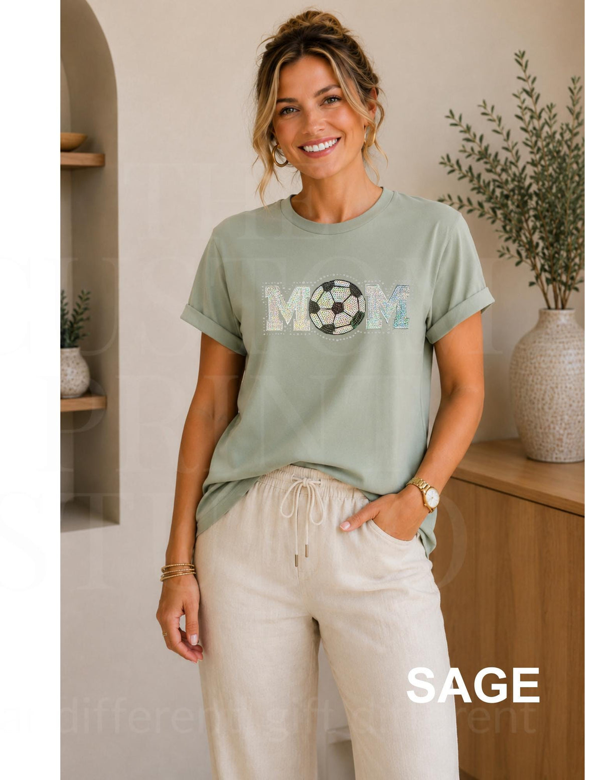 Soccer Mom Sequin Shirt | Sparkly Soccer Mom Shirt | Embroidered Soccer Ball with Rhinestones | Game Day Sports Mom Gift