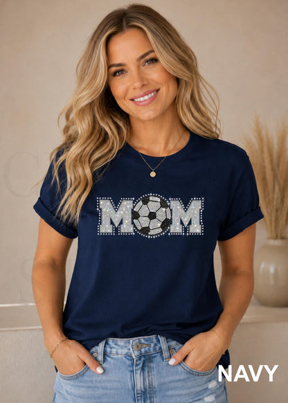 Soccer Mom Sequin Shirt | Sparkly Soccer Mom Shirt | Embroidered Soccer Ball with Rhinestones | Game Day Sports Mom Gift
