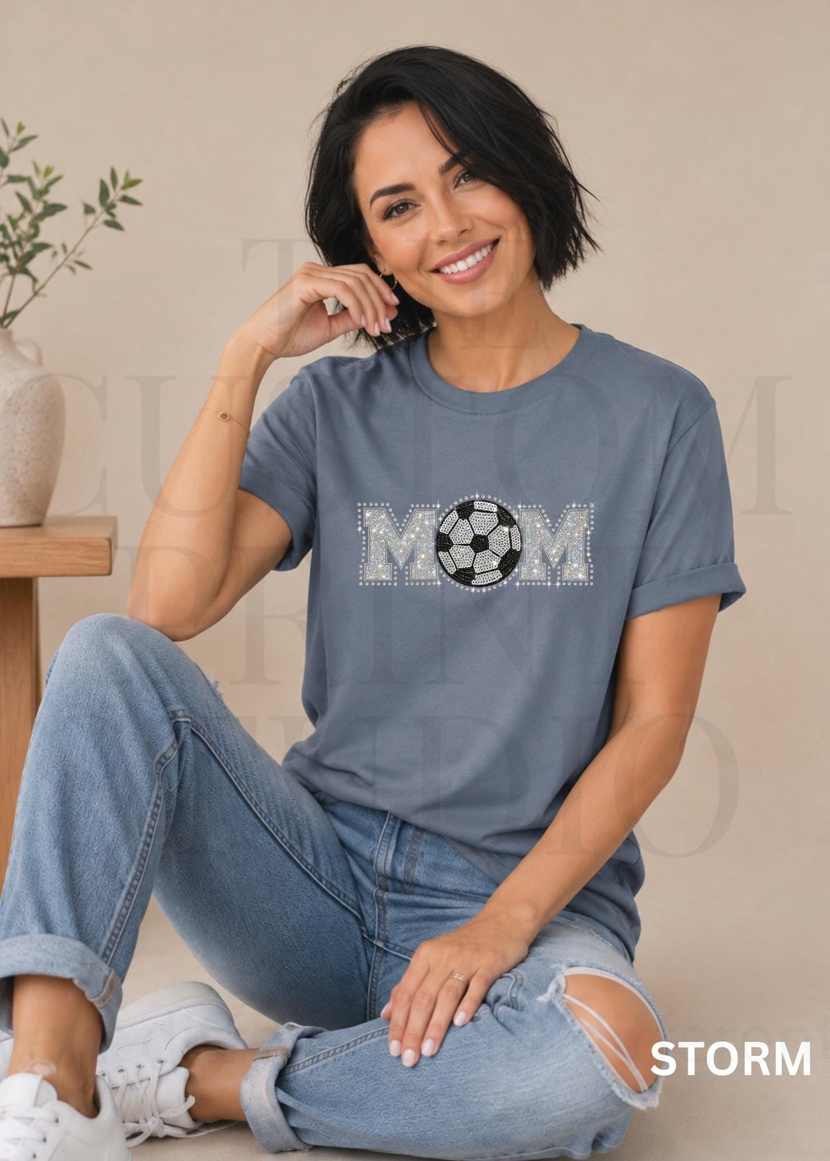 Soccer Mom Sequin Shirt | Sparkly Soccer Mom Shirt | Embroidered Soccer Ball with Rhinestones | Game Day Sports Mom Gift