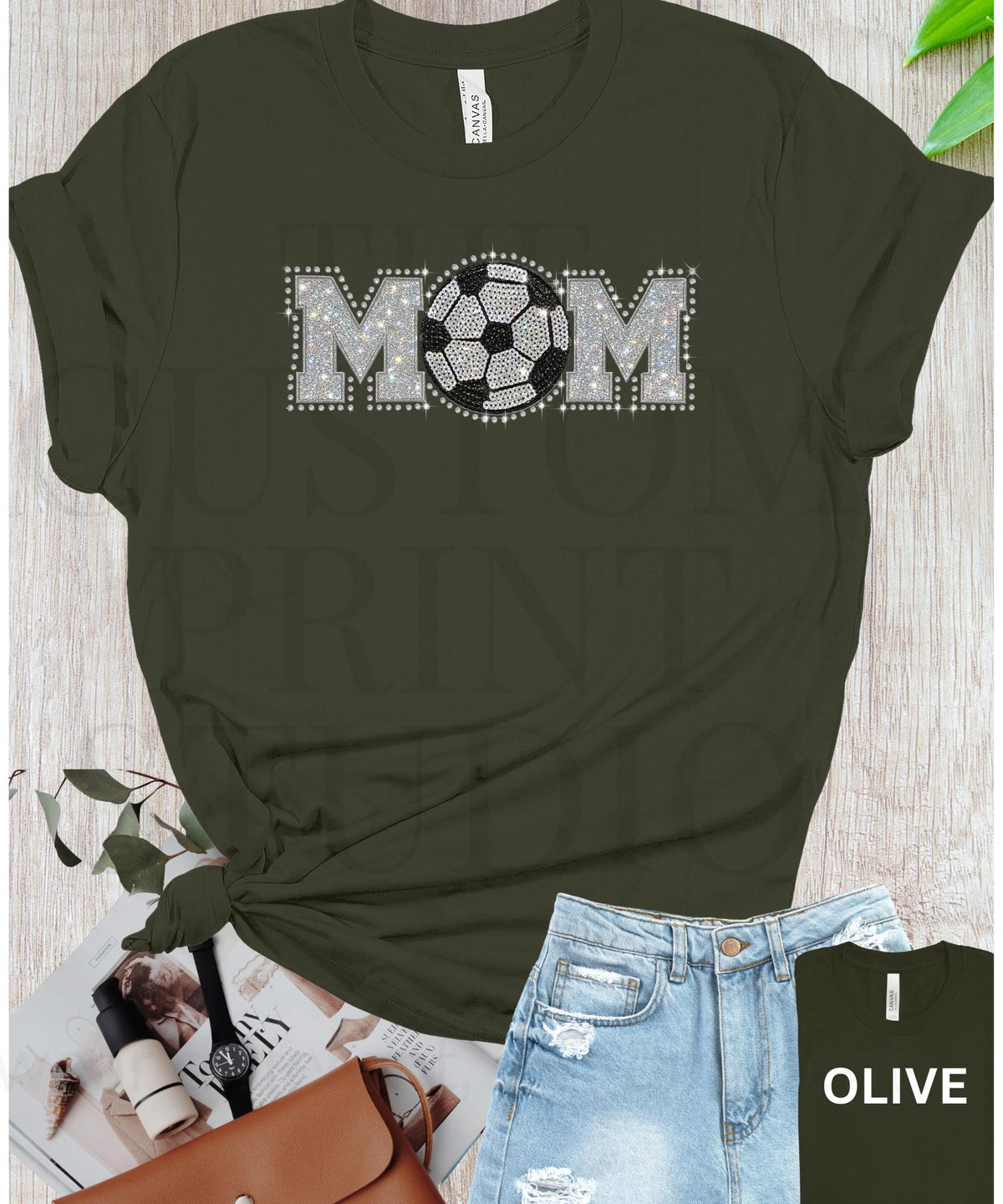 Soccer Mom Sequin Shirt | Sparkly Soccer Mom Shirt | Embroidered Soccer Ball with Rhinestones | Game Day Sports Mom Gift