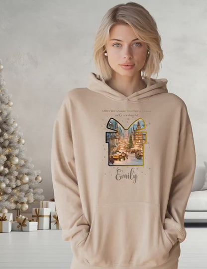 Christmas Hoodie Sweatshirt – Cozy Winter Hoodie With German Village Market Design