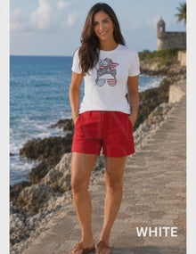 Patriotic Messy Bun Rhinestone Shirt, USA Flag Sparkle Tee, 4th of July Shirt for Women, American Pride Gift